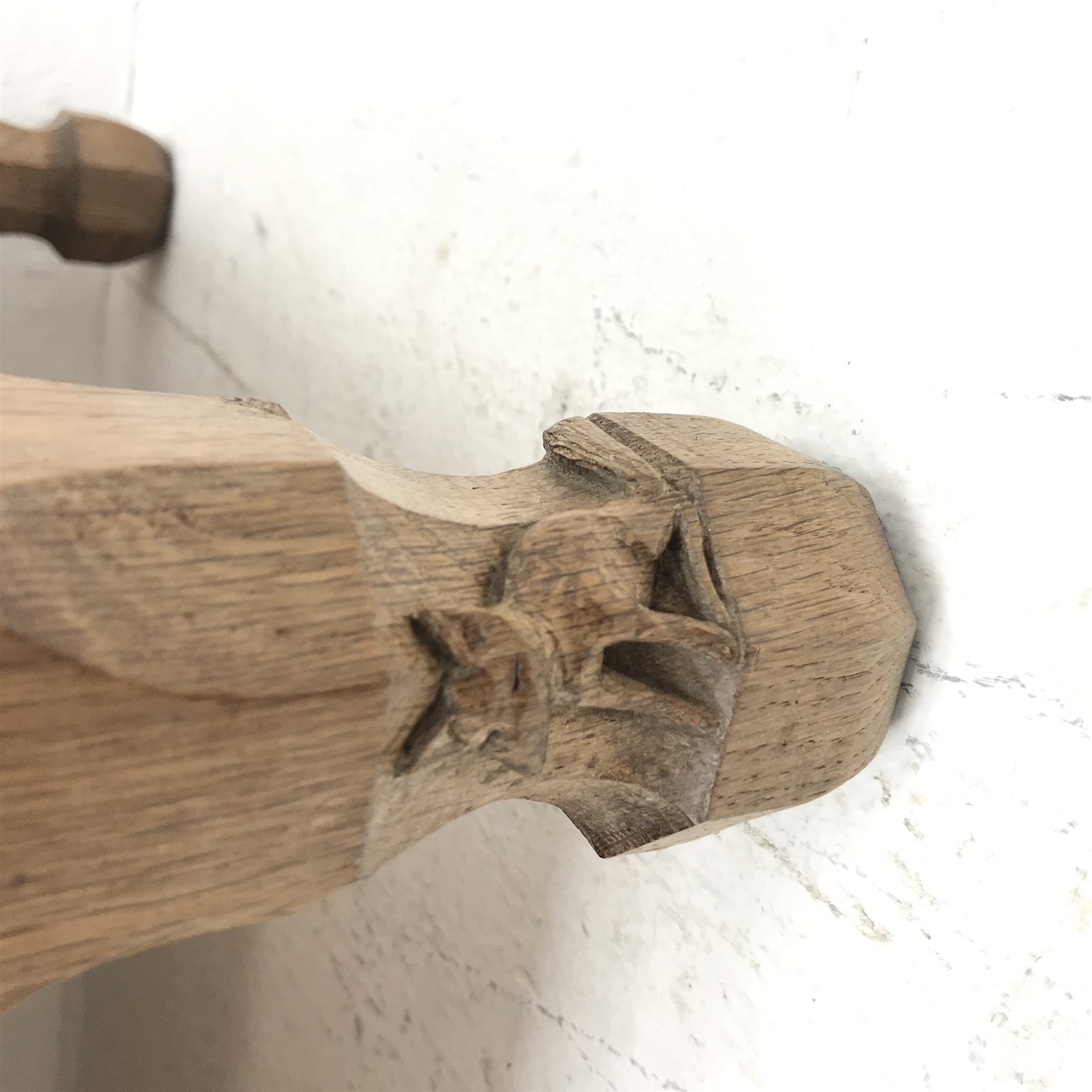 'Foxman' large oak and glazed display cabinet, two doors enclosing three glass shelves and mirrored back, by Don Craven of Oldstead, Thirsk, W154cm, H169cm, D47cm
