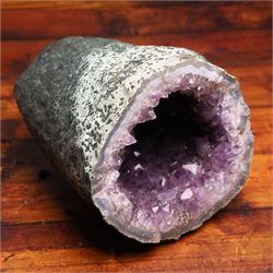 Amethyst crystal geode cluster, with well-defined crystals of various sizes, H17cm, L20cm