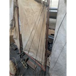 Late Victorian scratch built model of 18th century ship in full sail with the name Ann & Mary painted to the hull, upon a wooden stand, H128cm