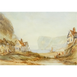  Henry Barlow Carter (British 1804-1868): 'Village of Staithes near Whitby', watercolour unsigned, titled verso 16cm x 23.5cm  
