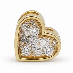 18ct gold diamond heart pendant / charm, pave set with eight round brilliant cut diamonds
