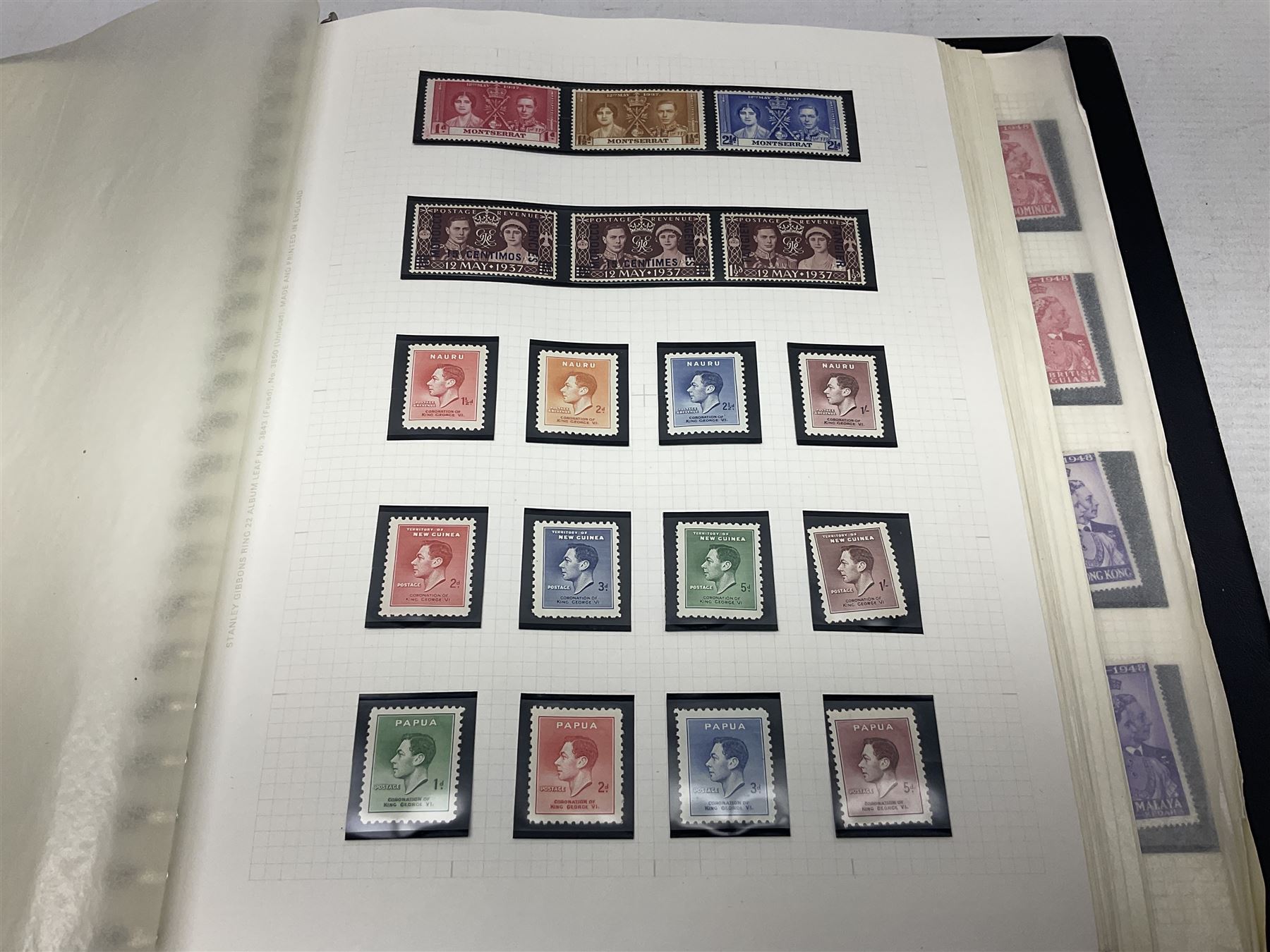 Stamps including various King George VI 12th May 1937 coronation, various 8th June 1946 Victory, various 1923-1948 Silver Wedding, Turks and Caicos Islands 'Raking Salt' mint marginal blocks of four etc, housed in two ring binder folders