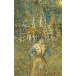 Augustus Osborne Lamplough ARA RWS (British 1877-1930): Figure Outside Spring Cottage, watercolour signed and dated 1898, 30cm x 19cm