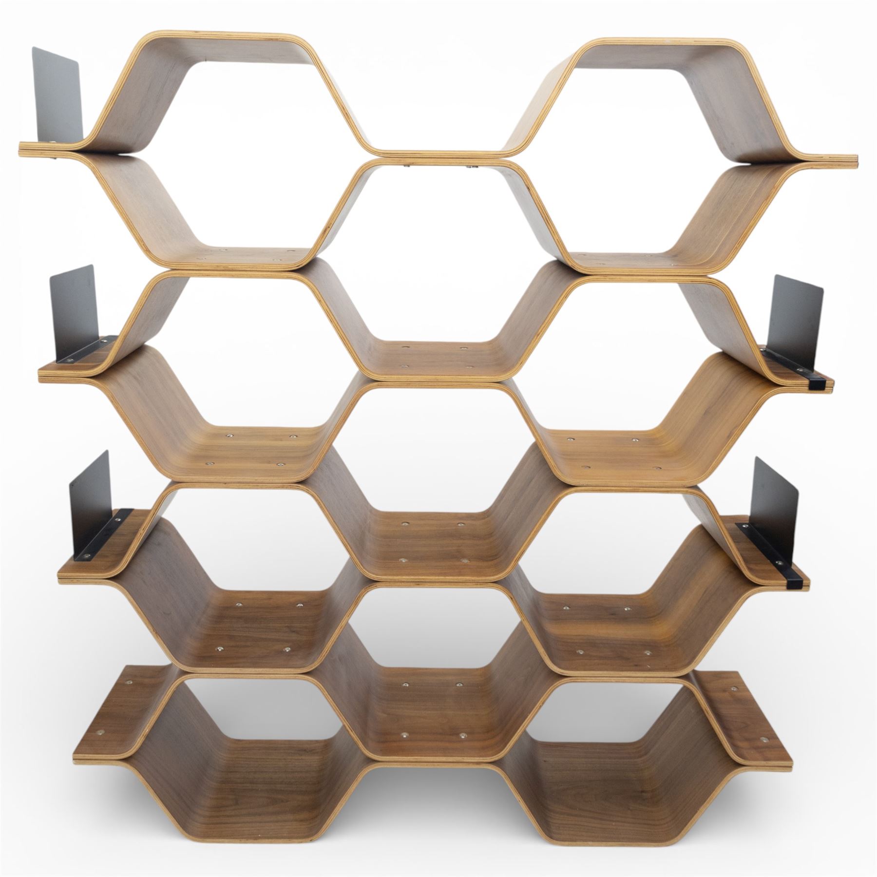 Made.com - Luka Stepan (1980-) 'Polygon' shelving unit, a contemporary walnut veneered room divider bookcase