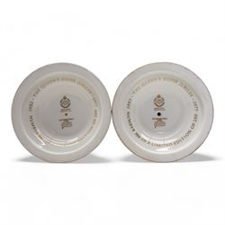 Pair of Minton porcelain heraldic beast candlesticks in the form of a lion and unicorn, limited edition 153/250, for the Silver Jubilee of HM The Queen, H16cm