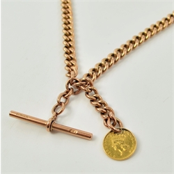  Victorian rose gold curb watch chain, each link hallmarked with US with one dollar gold coin type 3 approx 53.3gm  