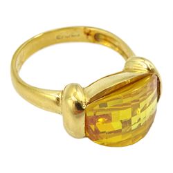 18ct gold oval briolette cut citrine ring, stamped 750