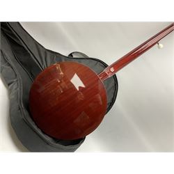 Classic Cantabile five-string banjo with sapele mahogany back L97.5cm; in soft carrying case