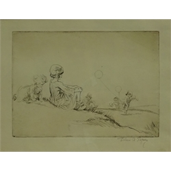  Eileen Alice Soper (British 1905-1990): Children with Balloons, etching signed in pencil 12cm x 17cm  
