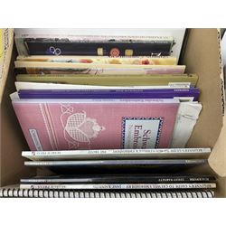 Collection of reference books relating to sewing and needlework, to include embroidery, cross stitch, antique needlework etc, in three boxes 