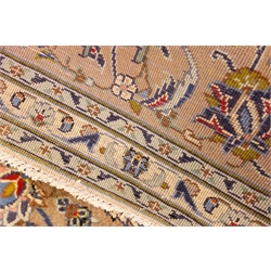  Persian Kashan ivory ground rug, interlacing floral field, repeating border, 340cm x 242cm  