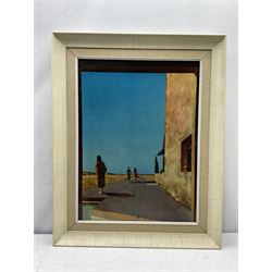 After José Manuel Capuletti (Spanish 1925-1978): 'New Horizons', colour print on canvas signed in the plate 66cm x 49cm