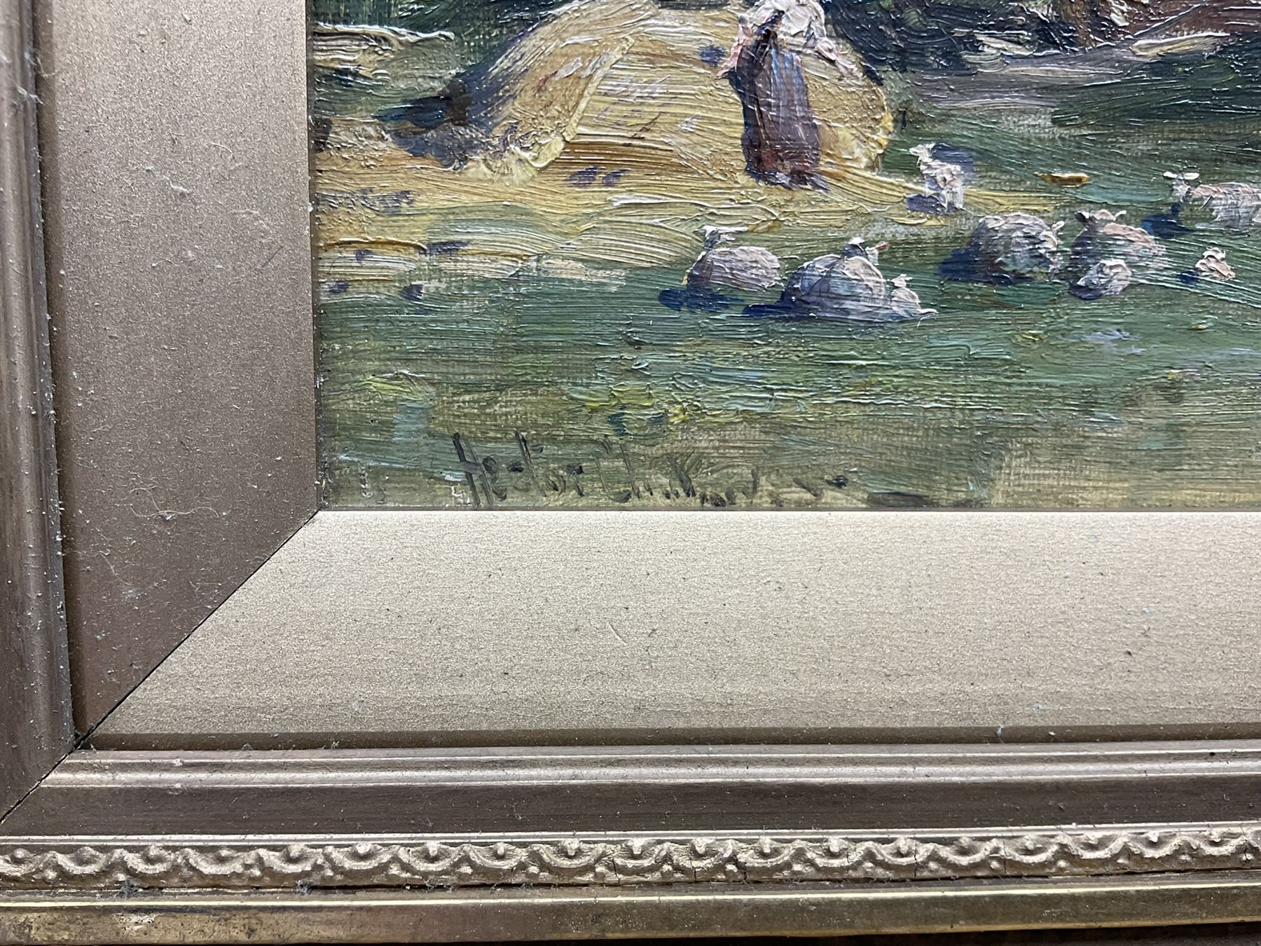 Hector Chalmers (British 1849-1943): Shepherdess in the Field, oil on canvas signed 24cm x 34cm