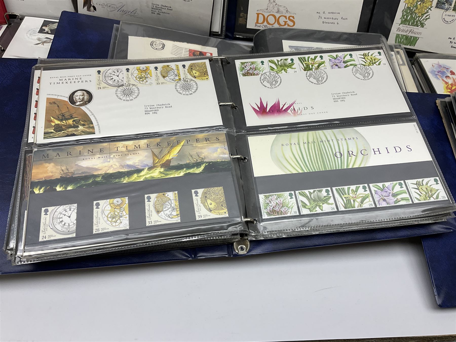 Mostly Great British first day covers, some with special postmarks, from the 1960s to the early 2000s and a small number of Queen Elizabeth II usable postage stamps, housed in eleven ring binder folders