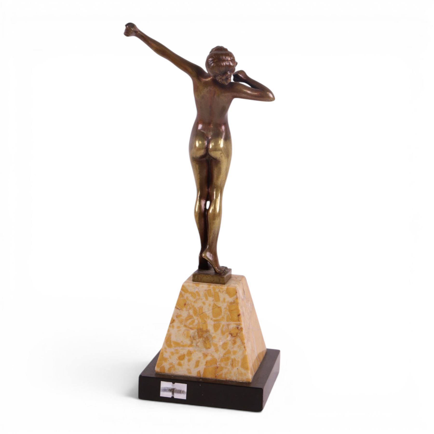 After Paul Philippe, Le Reveil, patinated bronze, upon a marble base, H30cm