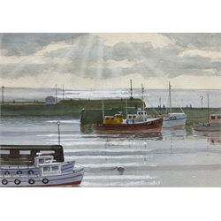 Kenneth L S Glen (British 20th century): North Landing Flamborough, watercolour signed 23cm x 33cm; Jack Burton (British 20th century): Bridlington Harbour, watercolour signed and dated 1990, 23cm x 32cm (2)