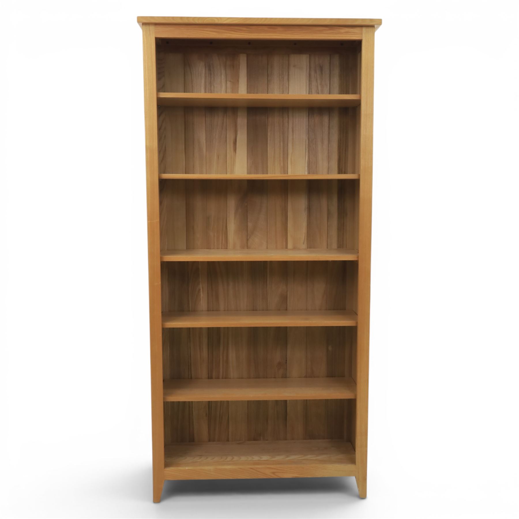 Light ash and oak open bookcase, fitted with five adjustable shelves