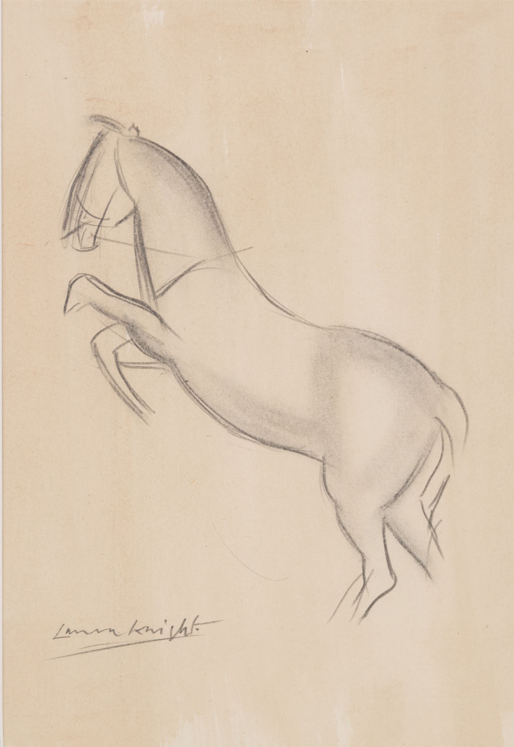 Dame Laura Knight (Staithes Group 1877-1970): Rearing Horse, pencil signed 28cm x 19cm