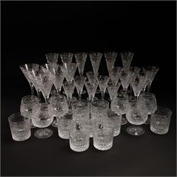  Suite of Stuart crystal Beaconsfield pattern table glass, comprising 6 claret glasses, 6 ...