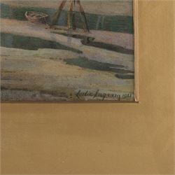 Leslie Ingram (British early 20th century): Whitby from Upstream on the Esk, watercolour signed and dated 1921, 23cm x 34cm