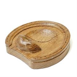 Mouseman - oak ashtray of horseshoe form, with carved mouse signature, by the workshop of Robert Thompson of Kilburn