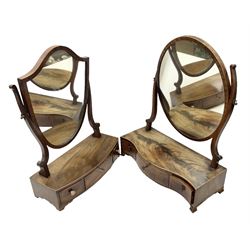 Two 19th century mahogany dressing table mirrors, each with three draws, H65cm