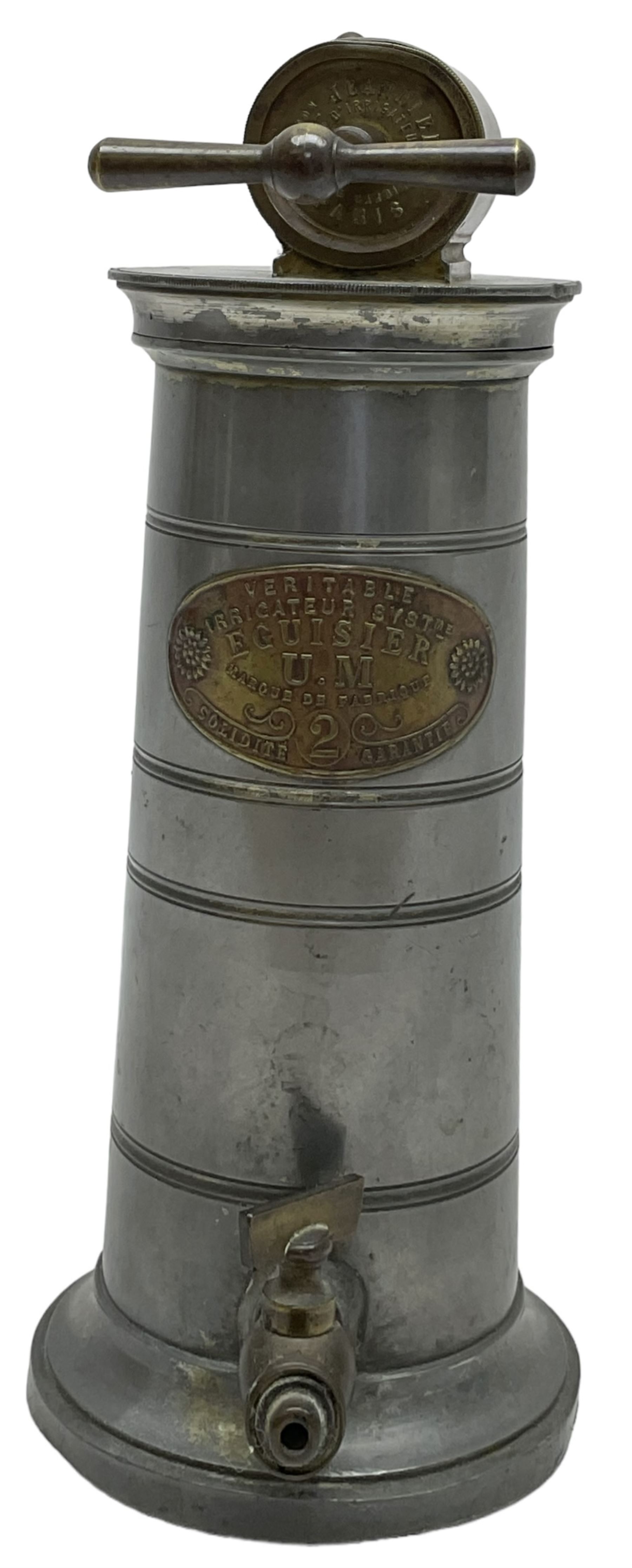 French metal irrigator by Jeannie Paris, and marked Veritable Irrigateur system de eguisier, H23cm