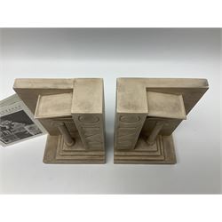 Timothy Richards handmade English plaster architectural models, Ionic; The Second Order of Greek Architecture, bookends, H22cm