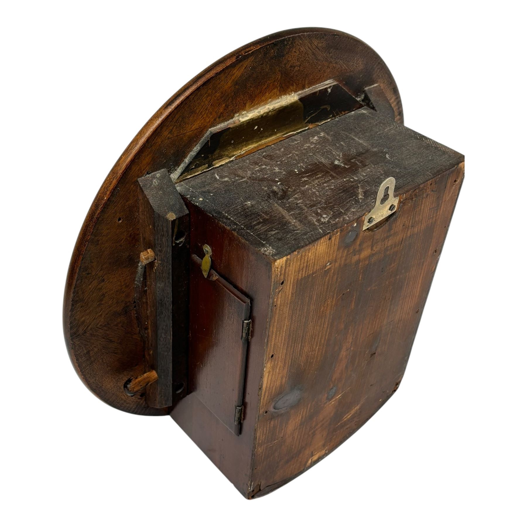 English - Early 20th century 8-day oak cased wall clock c1920, with a spun bezel and 12