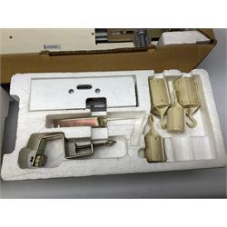  Brother cased knitting machine model KH-890 together with Brother Ribbing attachment model KH-850, knitting machine yarn cones in assorted colours, selection of knitting patterns etc