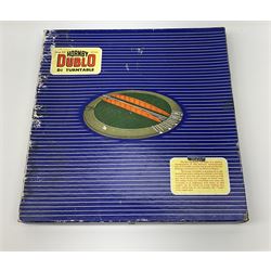 Hornby Dublo - six D1 accessories comprising Turntable; Through Station with white edges and separately boxed Platform Extension with Wall; Signal Cabin with orange roof and pack of station names; Level Crossing; and Island Platform; all boxed (6)