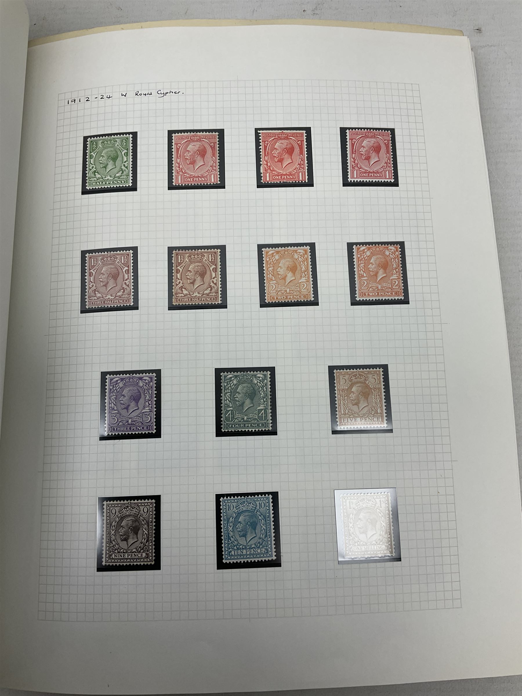 Mostly Great British King George V and later stamps, including marginal examples, 1924 British Empire Exhibition used and unused with singles, pairs and blocks, various controls etc, small number of Morocco Agencies overprints etc, King Edward VIII unused stamps, King George V 1939-48 used values to one pound including dark blue ten shillings etc, housed in 'The Sectional Imperial Album'