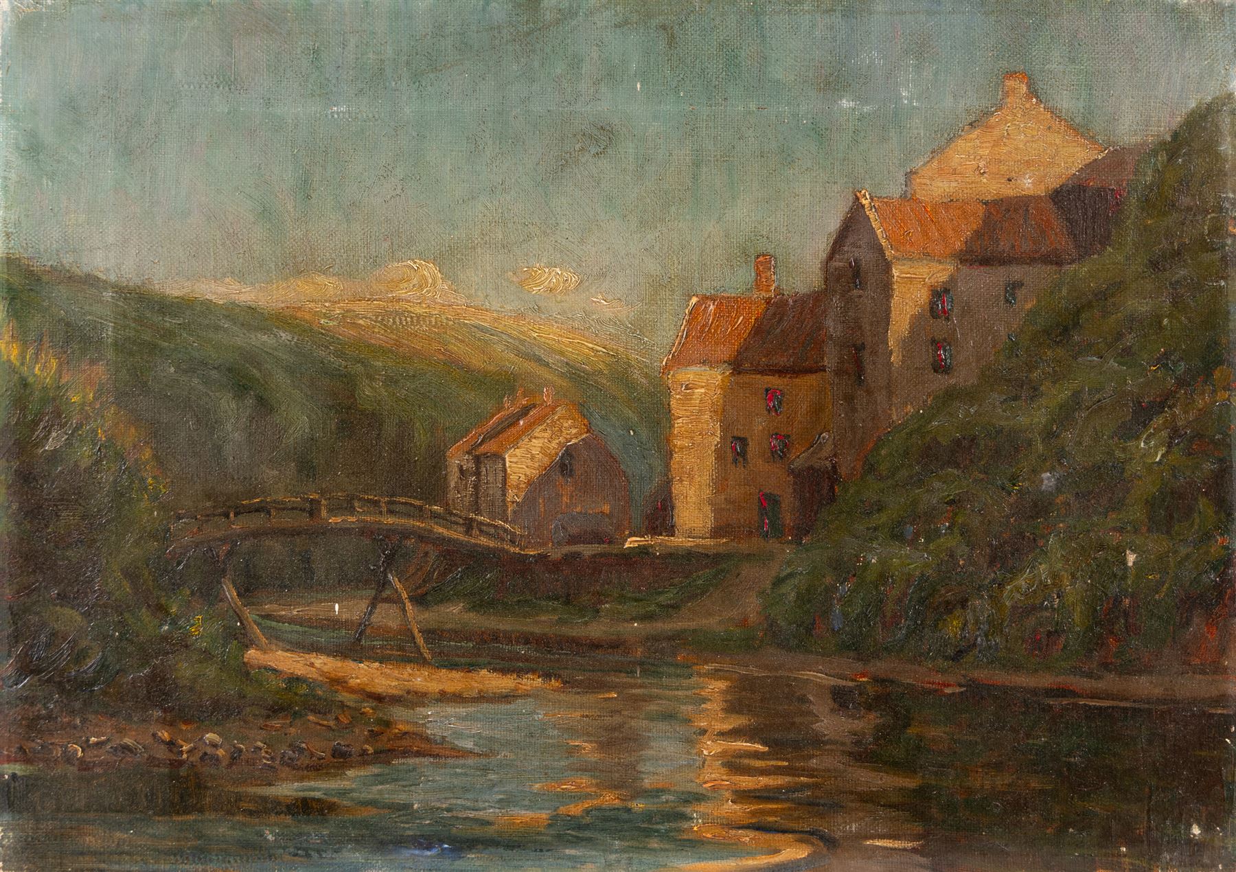 English School (Late 19th/Early 20th Century): View of Whitby and Staithes Beck Bridge, pair of oils on canvas unsigned max 25.5cm x 36cm (2) (unframed)