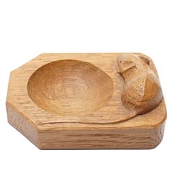 Mouseman - tooled oak ashtray, rectangular form with canted and rounded corners, carved with mouse signature, by the workshop of Robert Thompson, Kilburn, W10cm