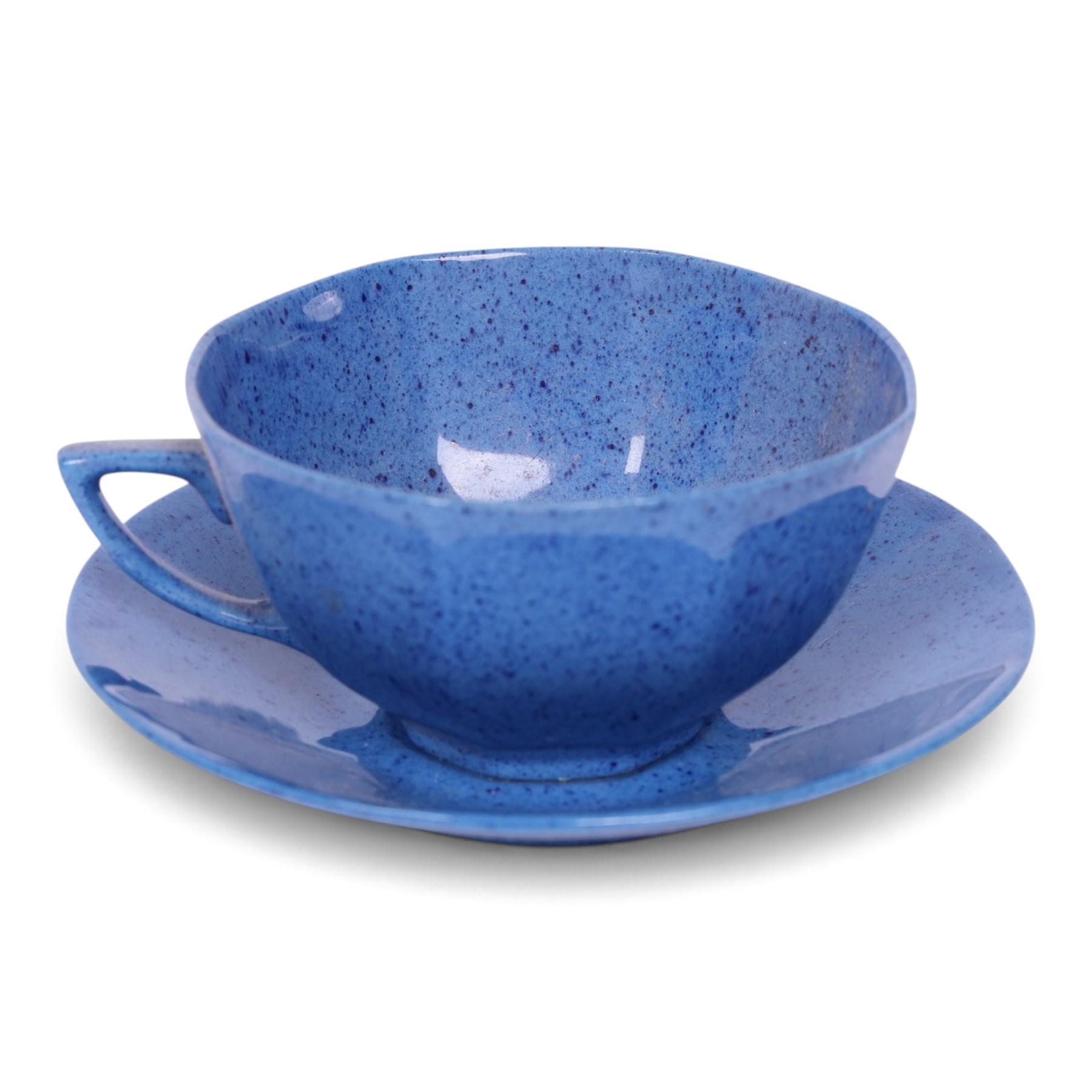 Moorcroft Powder Blue part coffee set, comprising coffee pot, two sucrier, jug, three coffee cans and saucers, together with a vase in the same colourway, together with Adderley tea set in a similar colour way