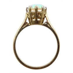 9ct gold single stone opal ring, hallmarked