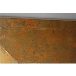  Rectangular acid washed copper finish mirror with bevelled glass, 90cm x 75cm  