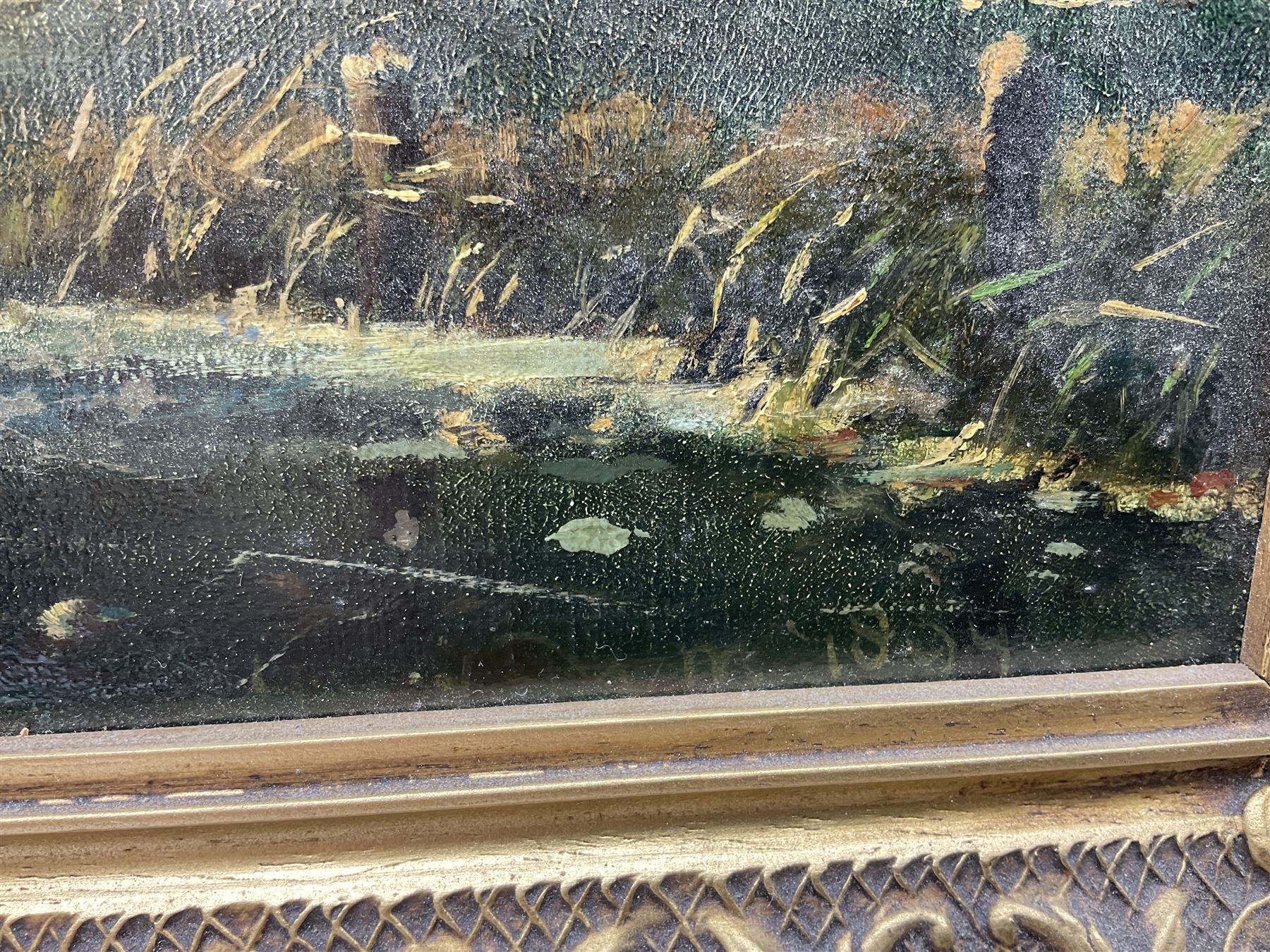 E Van Dam (Dutch late 19th century): Snowy Landscape with Figures and Windmills, oil on canvas signed and dated 1894, 30cm x 45cm