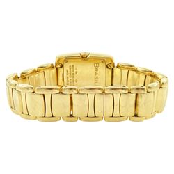 Ebel Brasilia ladies 18ct gold quartz wristwatch, Cal. 967, mother of pearl dial with diamond dot hour markers, on integral 18ct gold bracelet, with fold-over clasp, stamped 750 with Bernard dog hallmark