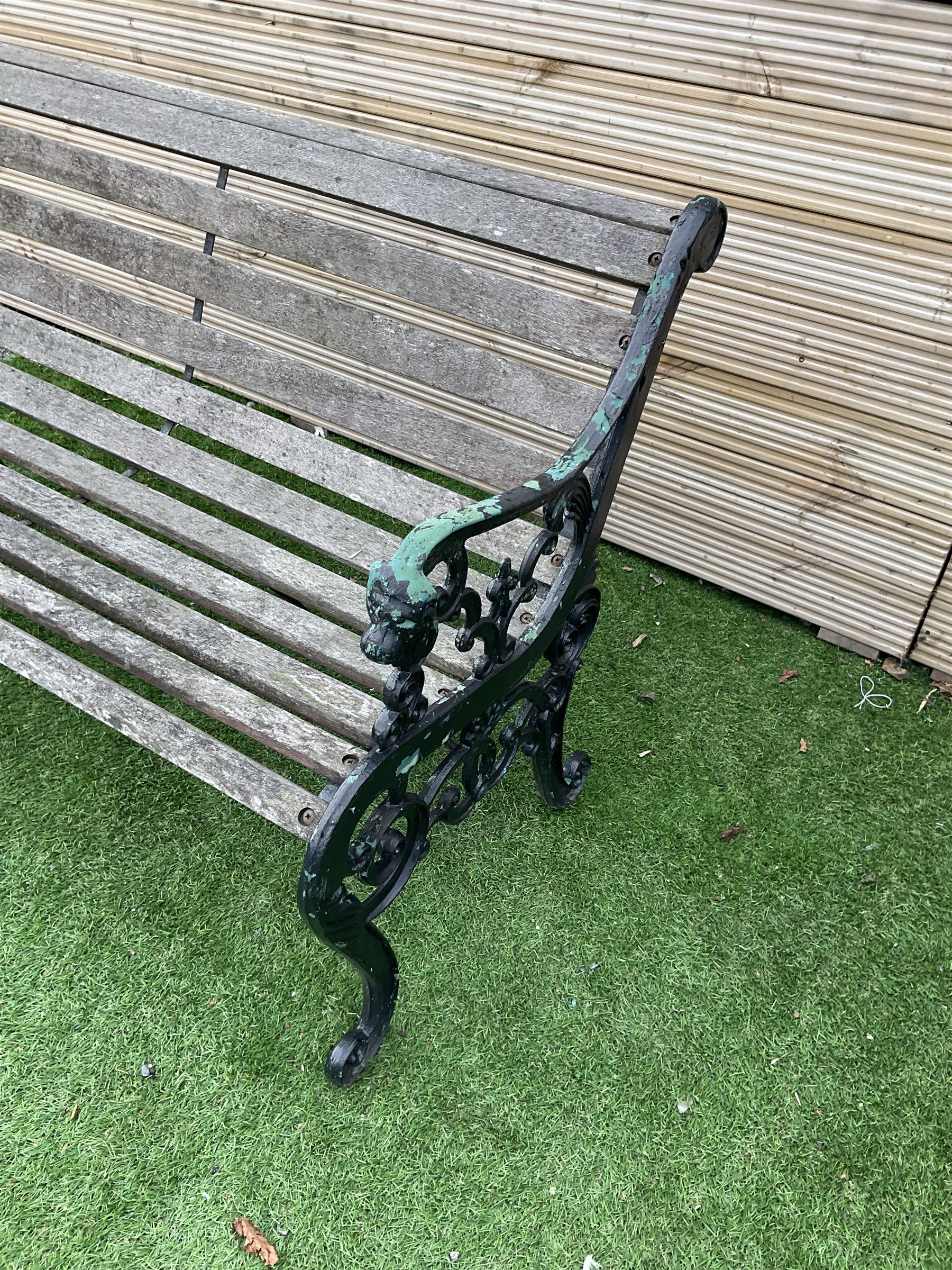 Cast metal and wood slatted garden bench - THIS LOT IS TO BE COLLECTED BY APPOINTMENT FROM DUGGLEBY STORAGE, GREAT HILL, EASTFIELD, SCARBOROUGH, YO11 3TX