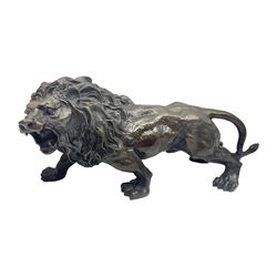  Bronze, modelled as a snarling lion, H16cm
