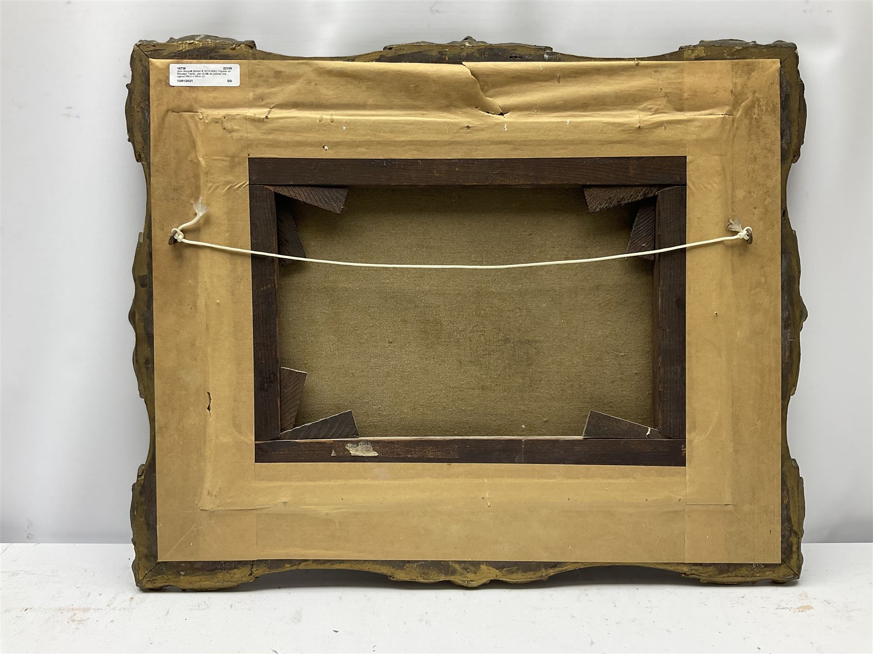 John Westall (British fl.1873-1893): Figures on Wooded Tracks, pair of oils on canvas one signed 29cm x 39cm (2)