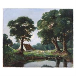 W G Tennie (19th/20th century): 'Sannox Glen Arran', oil on canvas laid on board signed and titled 34cm x 52cm; three other river landscape oils (4)