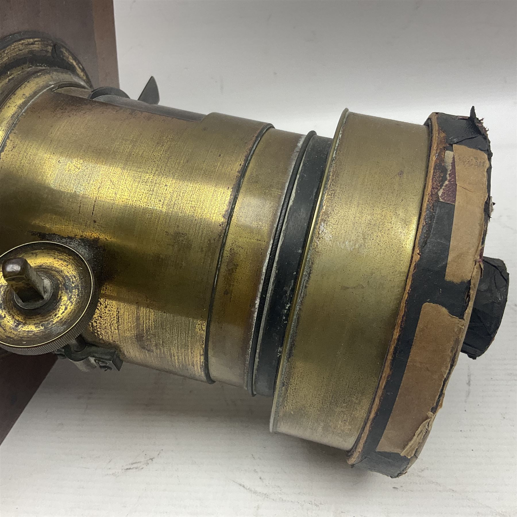 J H Dallmeyer London brass camera lens, engraved J H Dallmeyer London, No 63653, 3A Patent