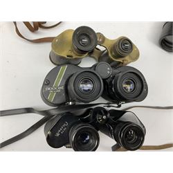 Four binoculars including Wrayvu 8 x 30 binoculars
