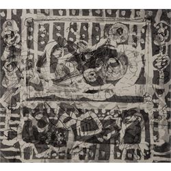 Kane Cunningham (British 1961-): 'Reclining Nude', limited edition etching with aquatint s...