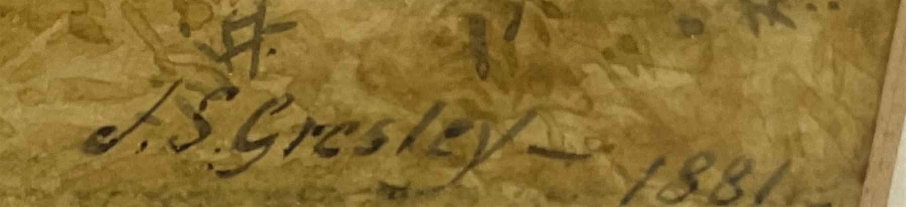 James Stephen Gresley (British 1829-1908): Cattle Watering in a River, watercolour signed and dated 1881, 22cm x 37cm