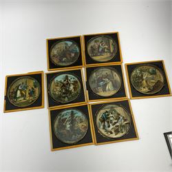 Set of twelve late 19th century magic lantern glass slides entitled 'A Negro's Life', together with forty-two further assorted late 19th/early 20th century magic lantern slides including Union Castle Line to South-East Africa by H.L. Toms London etc, housed in a wooden baize-lined box