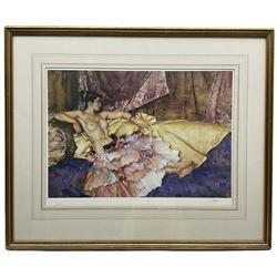 After Sir William Russell Flint (Scottish 1880-1969): 'Model for Elegence', limited edition colour print numbered 618/850 pub. 1984, 34cm x 49cm