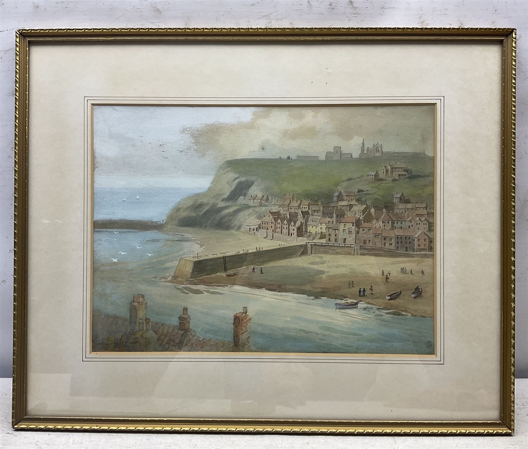 Harold Gresley (British 1892-1967): Tate Hill Pier Whitby, watercolour signed 28cm x 38cm 